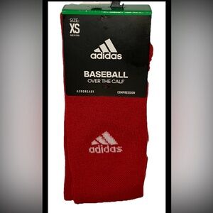 Adidas OTC Baseball Socks 1 Pair Youth Shoe Size 9C-1Y Red Gray White Logo Kids